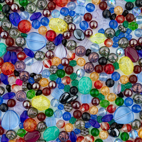 MIDNIGHT RAINBOW MIX • Assorted Glass Beads • 6-18mm • Czech Republic Beads ModeBeads Half Pound Bag 1 Bag