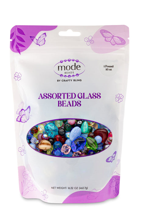 MONTHLY GRAB BAG • Assorted Glass Beads • 4-18mm • Heart Rock Beads By ModeBeads • Czech Republic Beads ModeBeads One Pound Bag 1 Bag