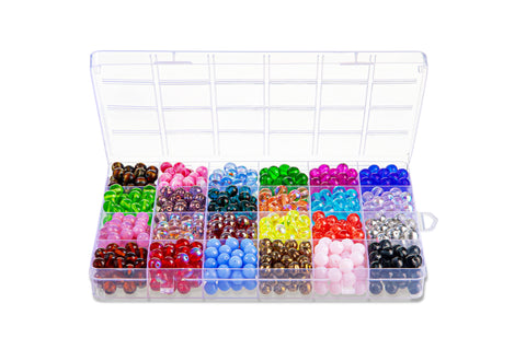 24-Section Premium Czech Glass Beads • 8 MM • Bead Organizer Included ModeBeads 