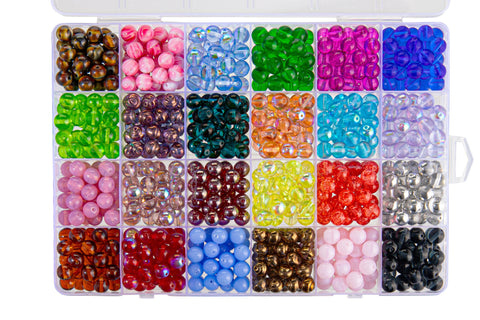 24-Section Premium Czech Glass Beads • 8 MM • Bead Organizer Included ModeBeads 