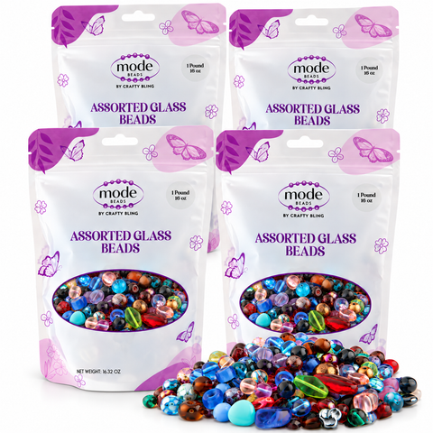 Assorted Glass Beads • 4-18mm • Heart Rock Beads By ModeBeads • Czech Republic Beads • MONTHLY GRAB BAG