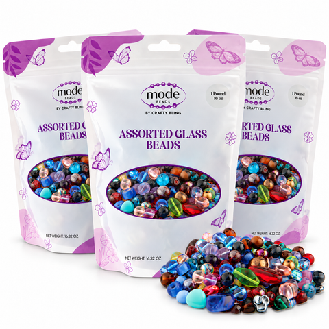 Assorted Glass Beads • 4-18mm • Heart Rock Beads By ModeBeads • Czech Republic Beads • MONTHLY GRAB BAG