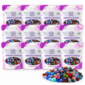 12 half-pound bags of assorted Czech glass beads, 6 LB total. Example assortment.