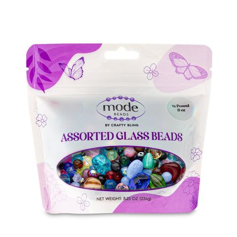 MONTHLY GRAB BAG • Assorted Glass Beads • 4-18mm • Heart Rock Beads By ModeBeads • Czech Republic Beads ModeBeads Half Pound Bag 1 Bag 