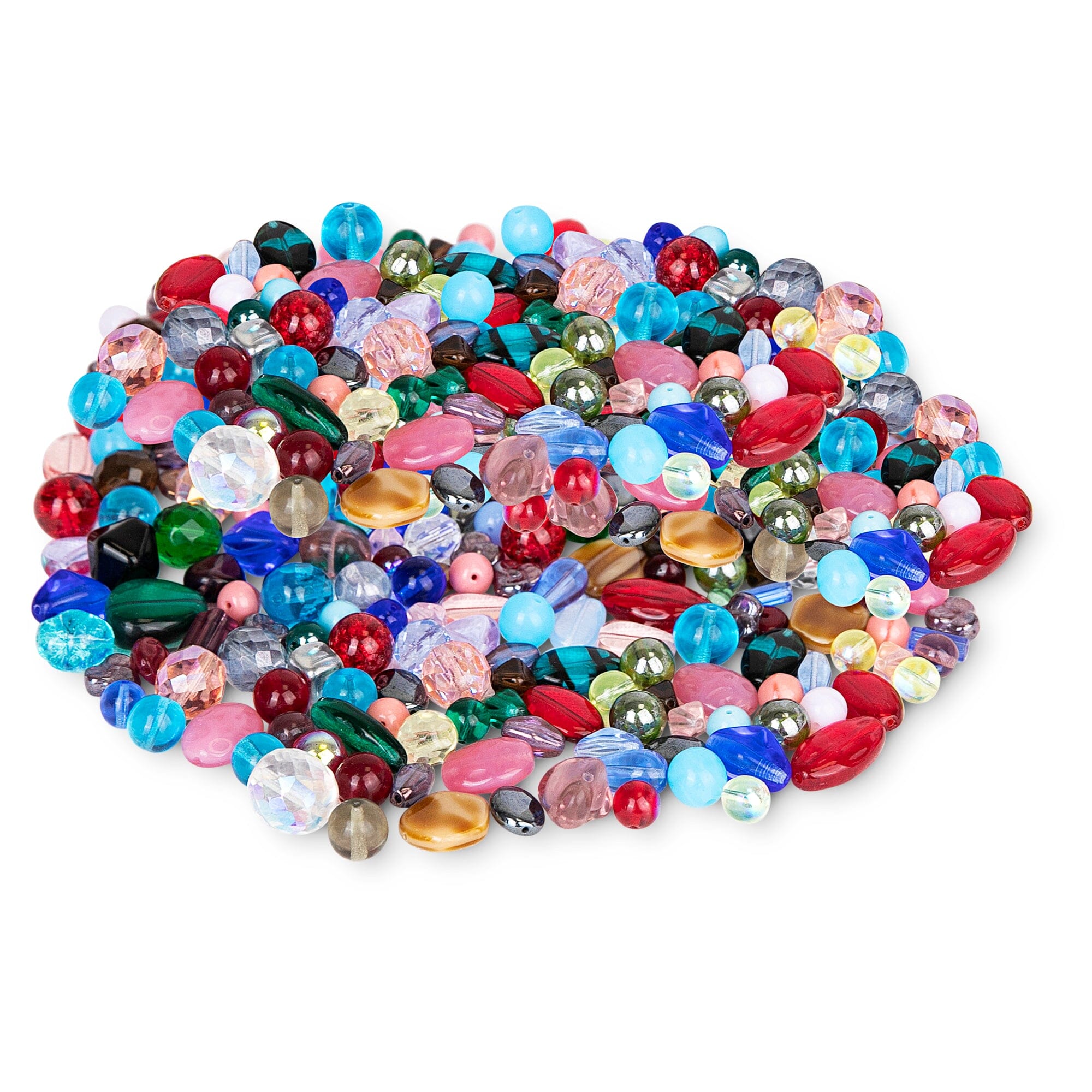 50pc Mixed Silver Wire Wrapped Glass Bead Links – Assorted Colors, Shapes, Sizes – Jewelry Making